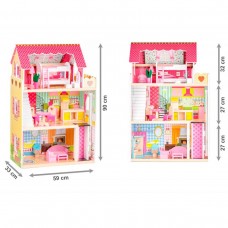 Деревянный кукольный дом с лифтом + мебель Ecotoys 4120